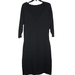 Lane Bryant Dress Black Knit Textured Design Deep V-Neck Classic‎ Size 14/16